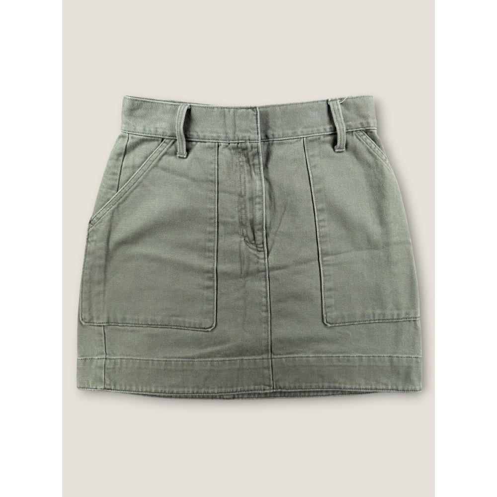 Banana Republic Olive Green Cotton Utility Mini Skirt Cargo Pockets Size 4